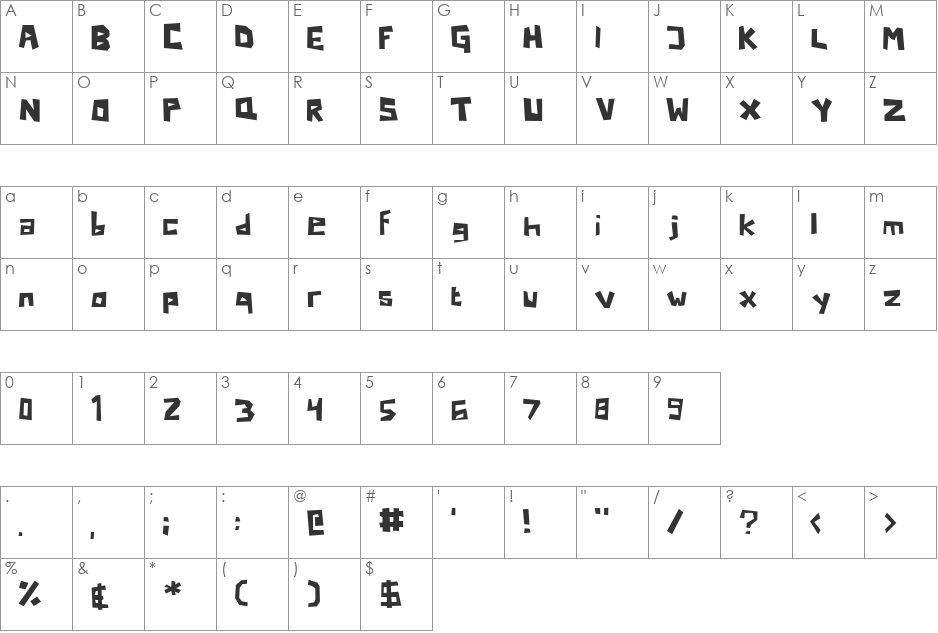 Boma font character map preview