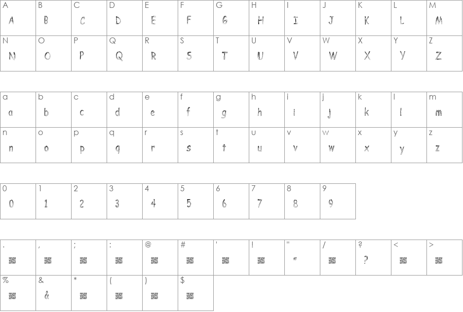 BombingStencil font character map preview