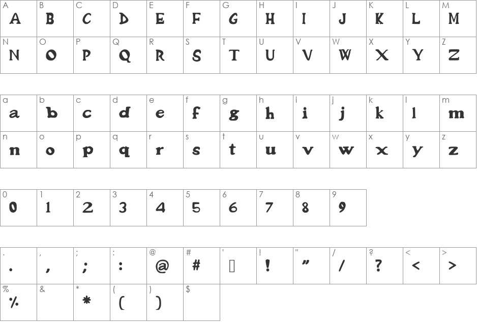 BonesOfGaramond font character map preview