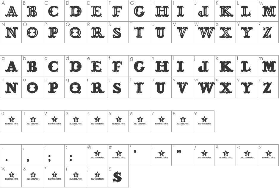 BONESOUP font character map preview