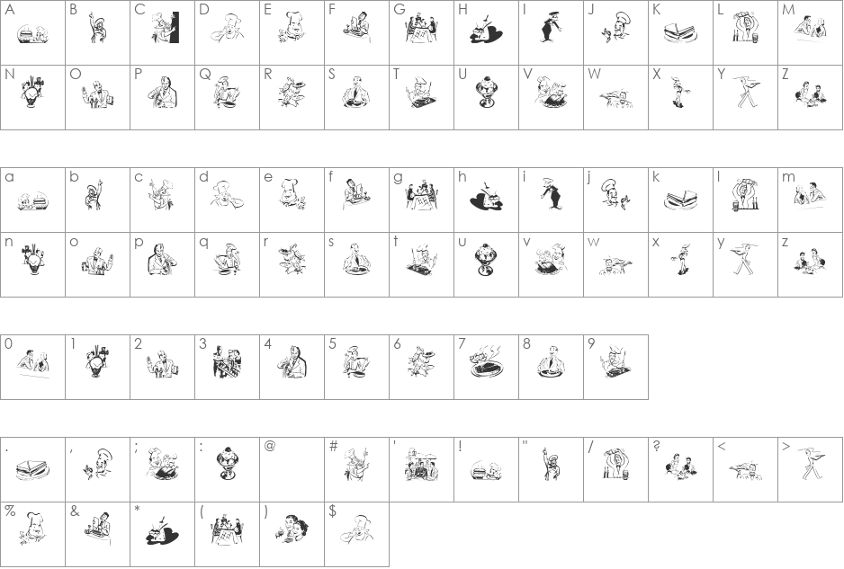 BonFood font character map preview