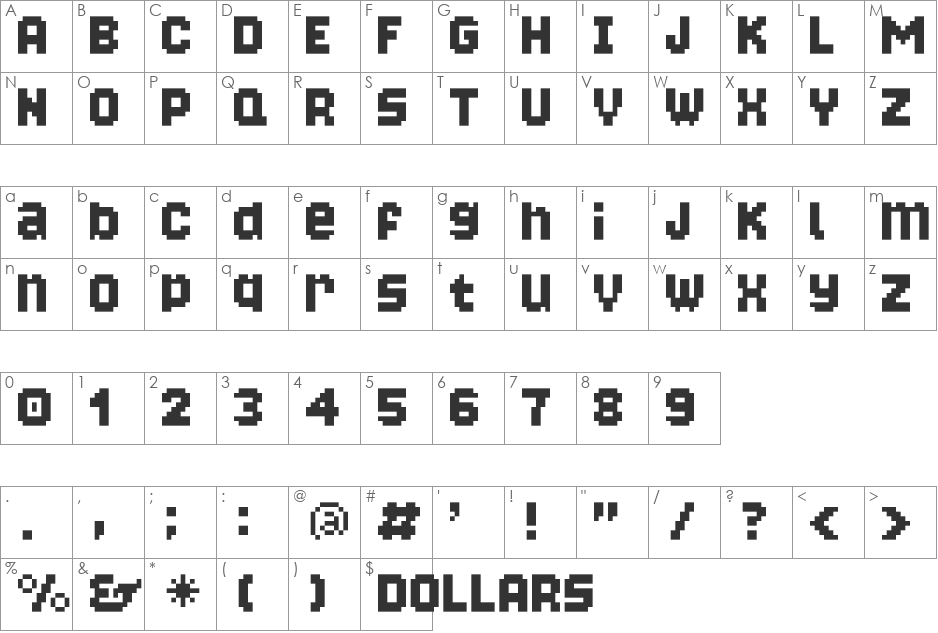 Bongonaut font character map preview