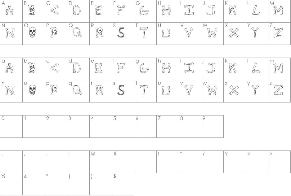Bonified font character map preview