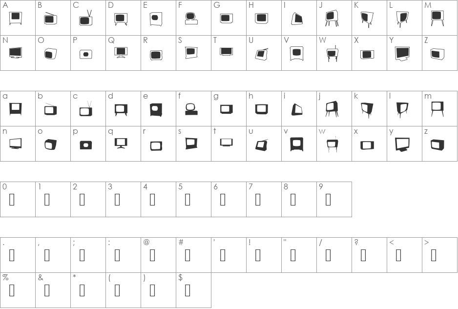 bonohadavision font character map preview
