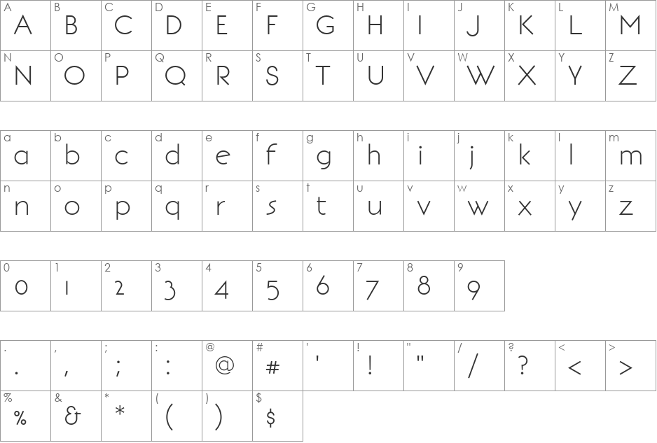 BonvenoCF font character map preview