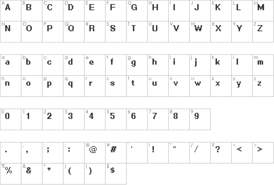 aansa font character map preview