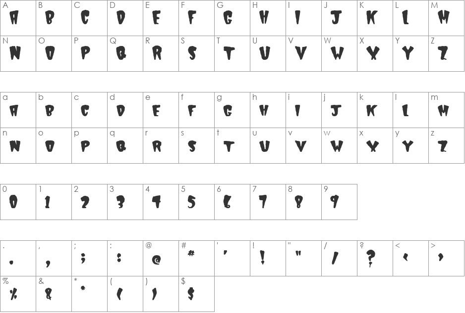 Boogieman font character map preview