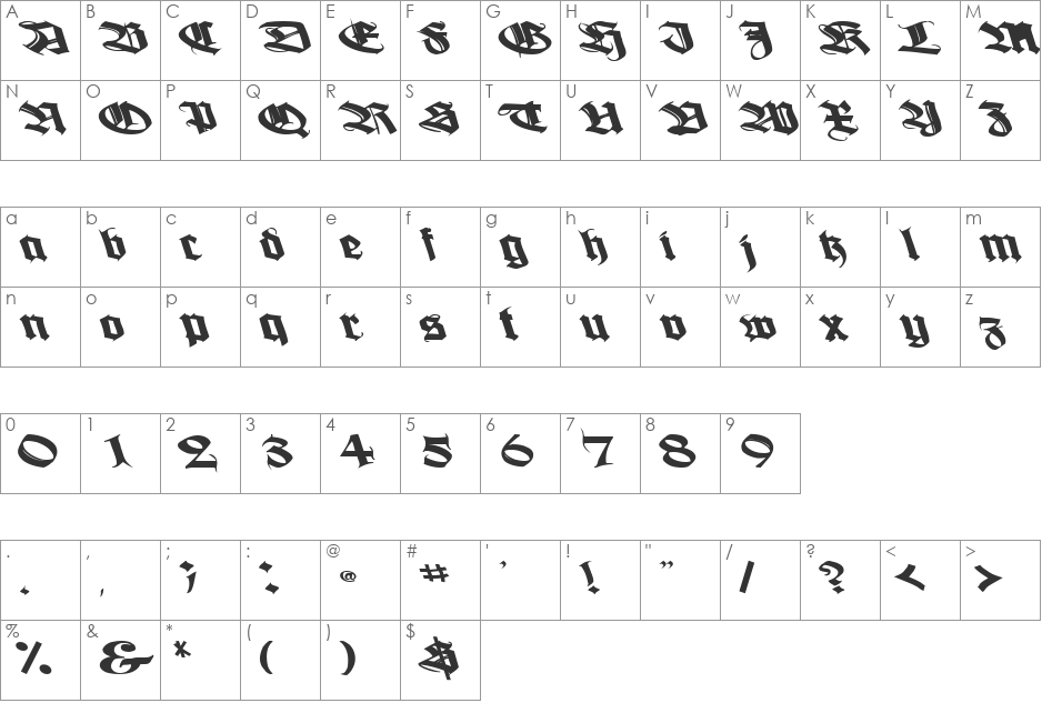 BoogieWoogieBold112 font character map preview
