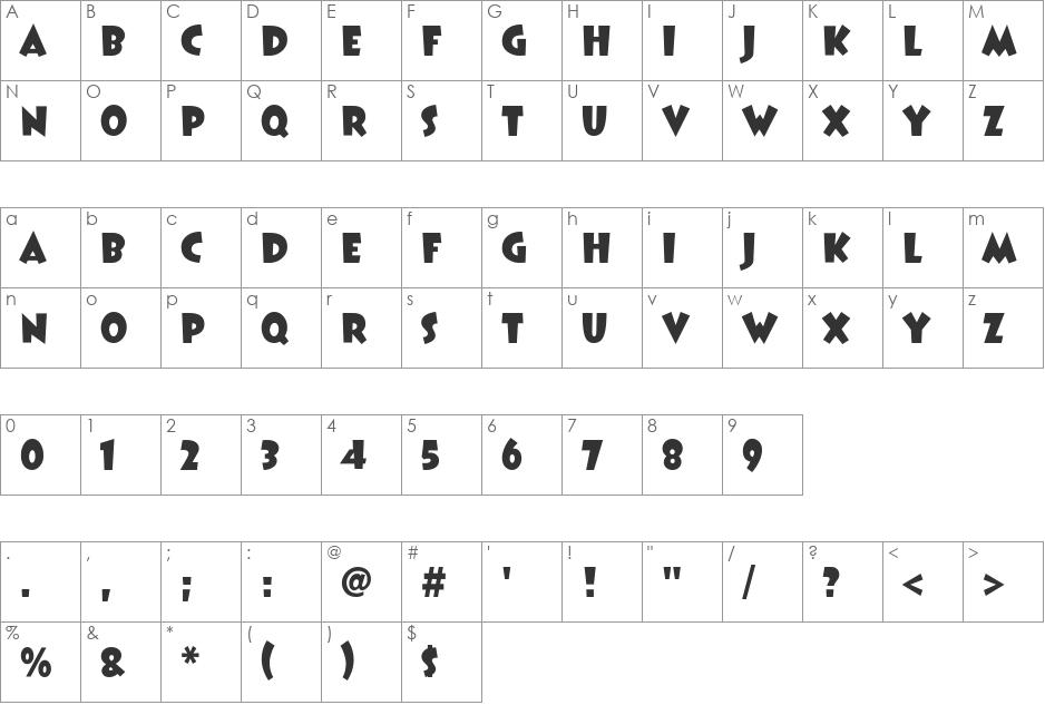 BoogieWoogieHmkBold font character map preview