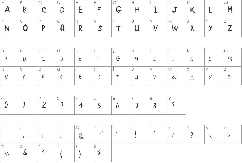 Book Report NBP font character map preview