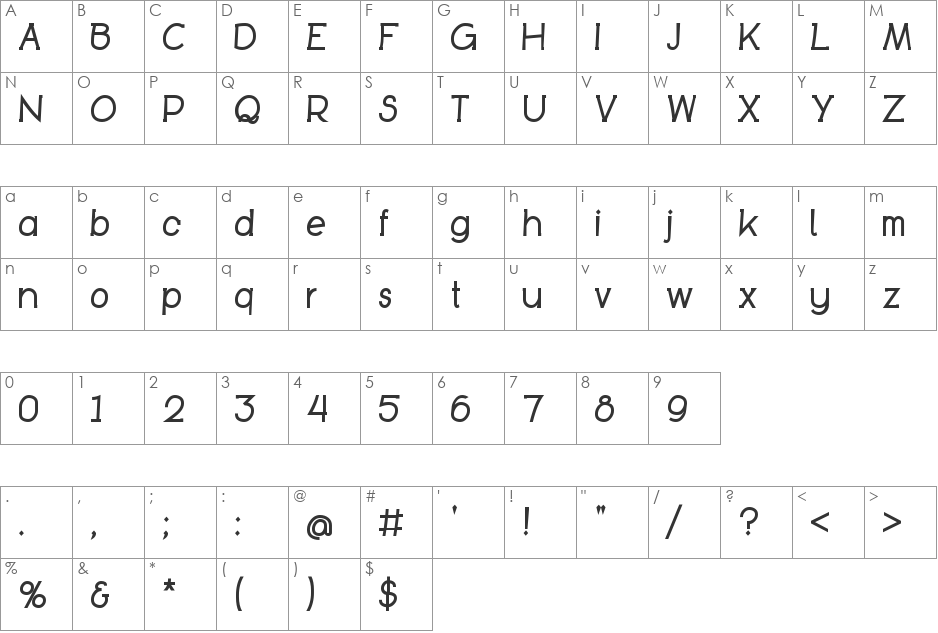 Bookietastic basic font character map preview