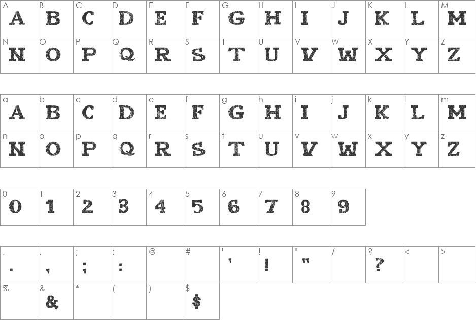 booklet Cordel font character map preview