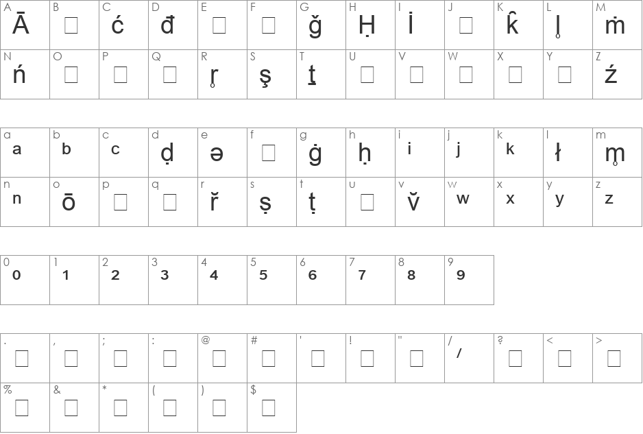 Bookshelf Symbol 1 font character map preview