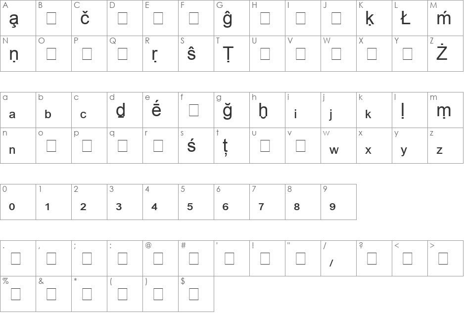 Bookshelf Symbol 2 font character map preview