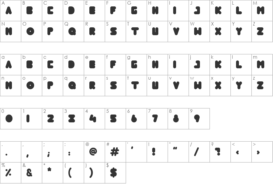 Boom font character map preview