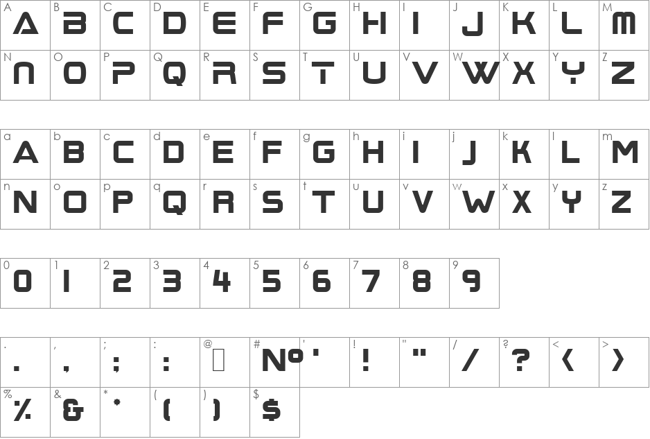 BoomBox font character map preview