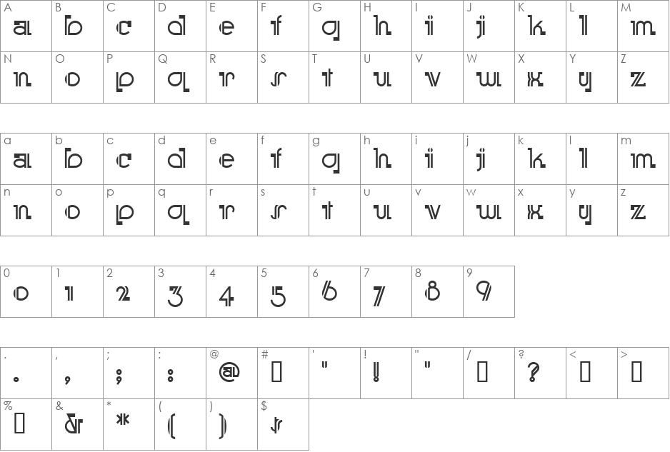 BooMeringueNF font character map preview