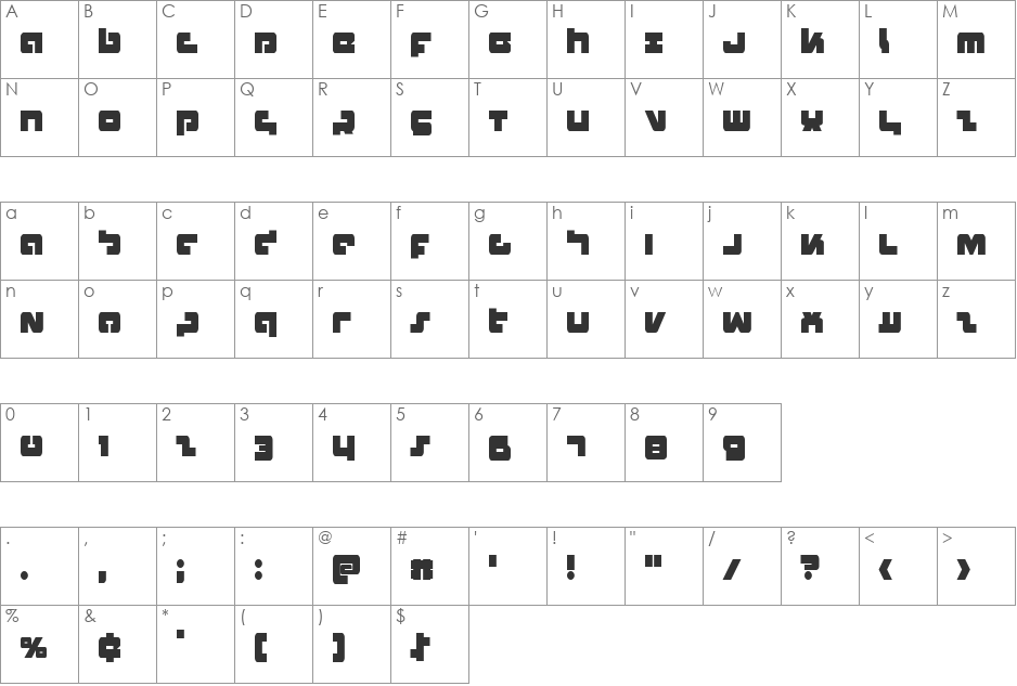 Boomstick Condensed font character map preview