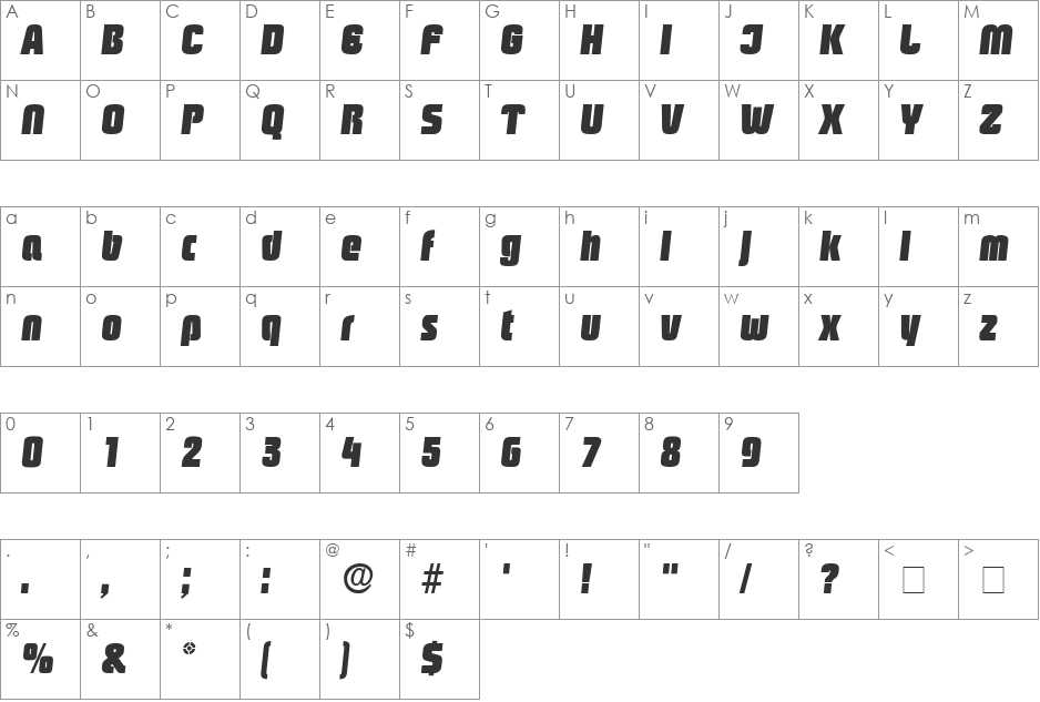 Boozle Display SSi font character map preview