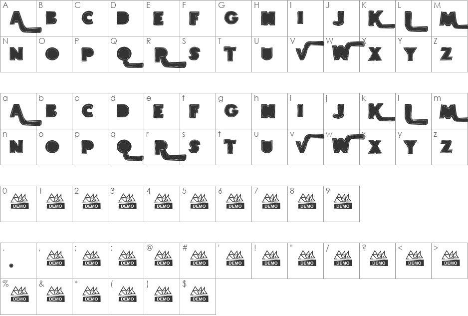 BORDADOS font character map preview