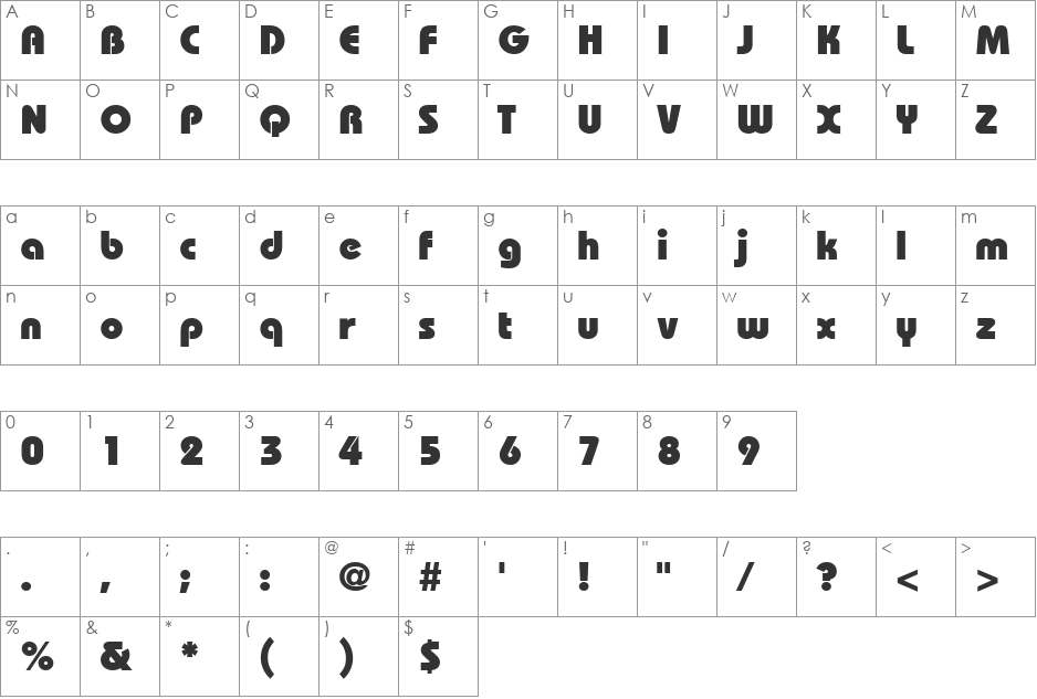 BordeauxBlack font character map preview
