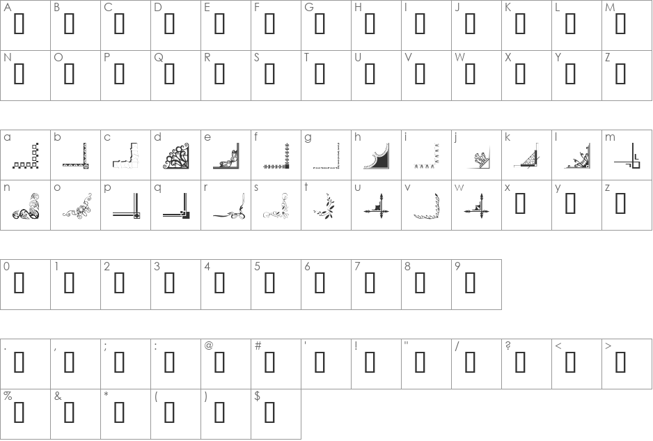 Border Corners 2 font character map preview