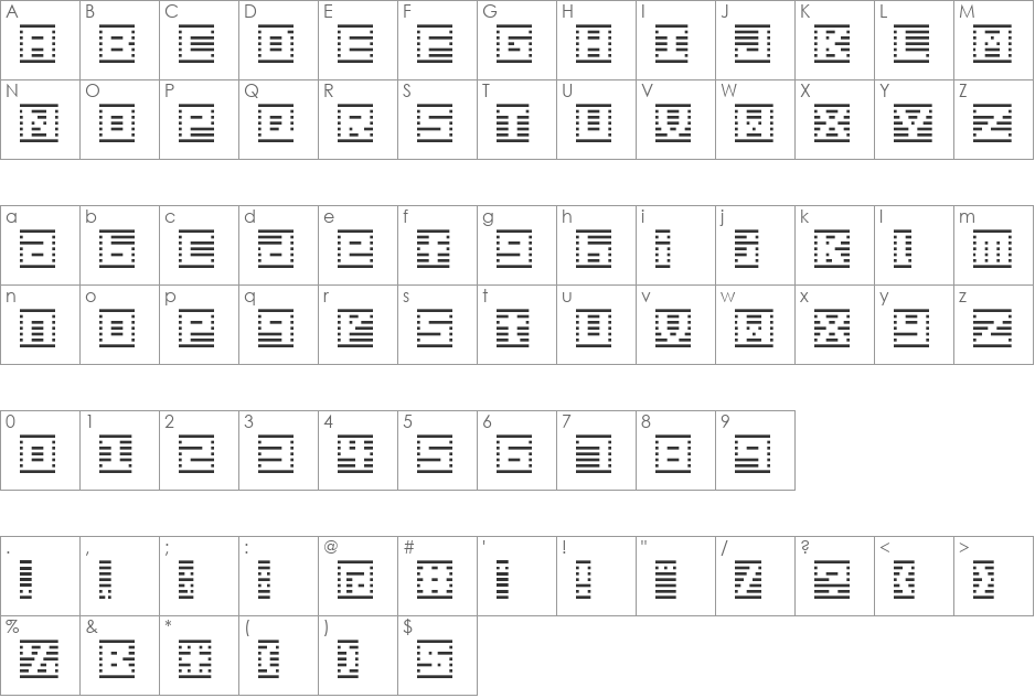 border7 font character map preview