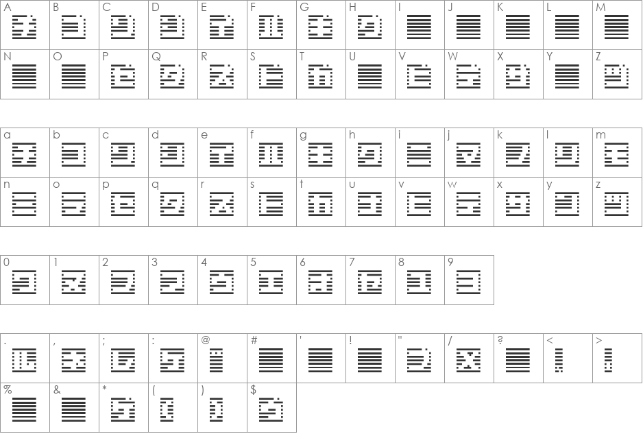 border7Kat font character map preview