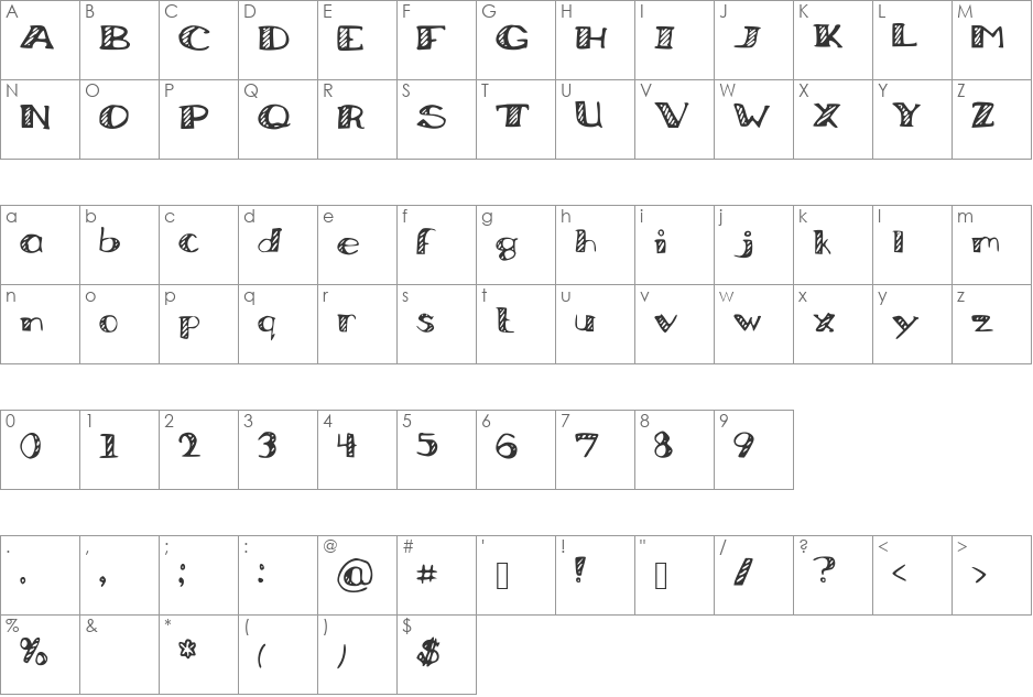 Bored_Work_Doodles font character map preview