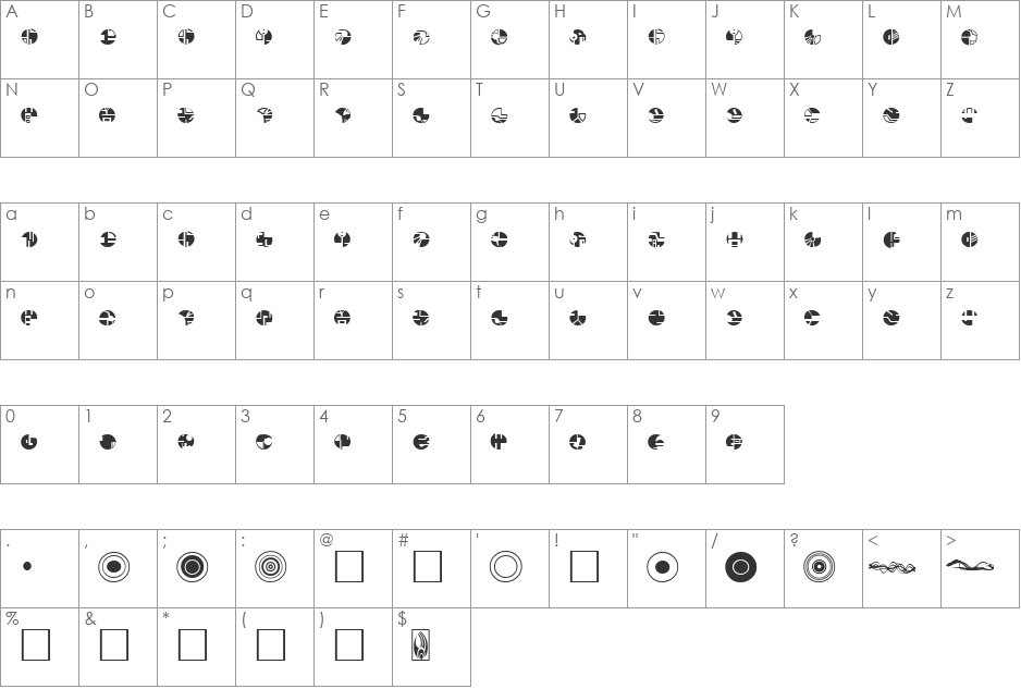 Borg font character map preview