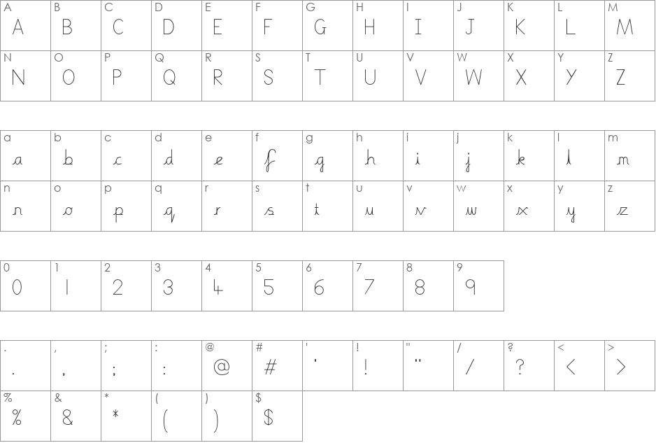 Boring Boring font character map preview