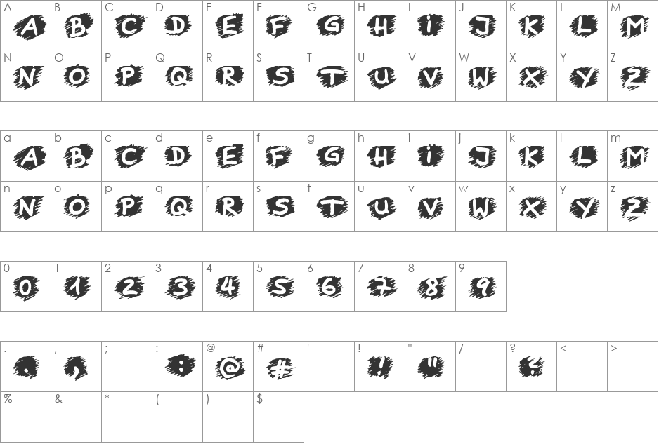 Boring Lesson font character map preview