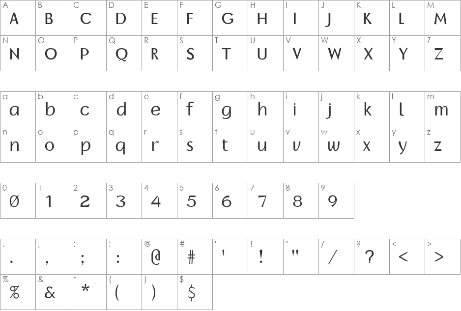 BorrorRegular font character map preview