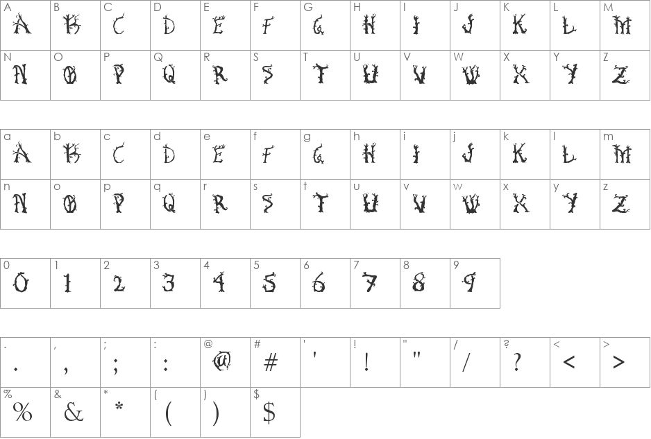 Bosque Encantado font character map preview