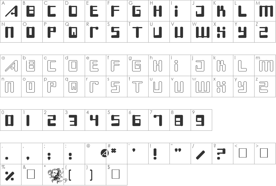 Boss Drum font character map preview