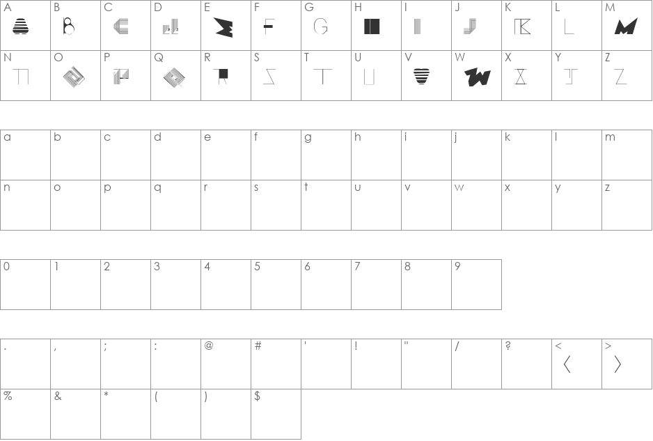 BOSS M  font character map preview