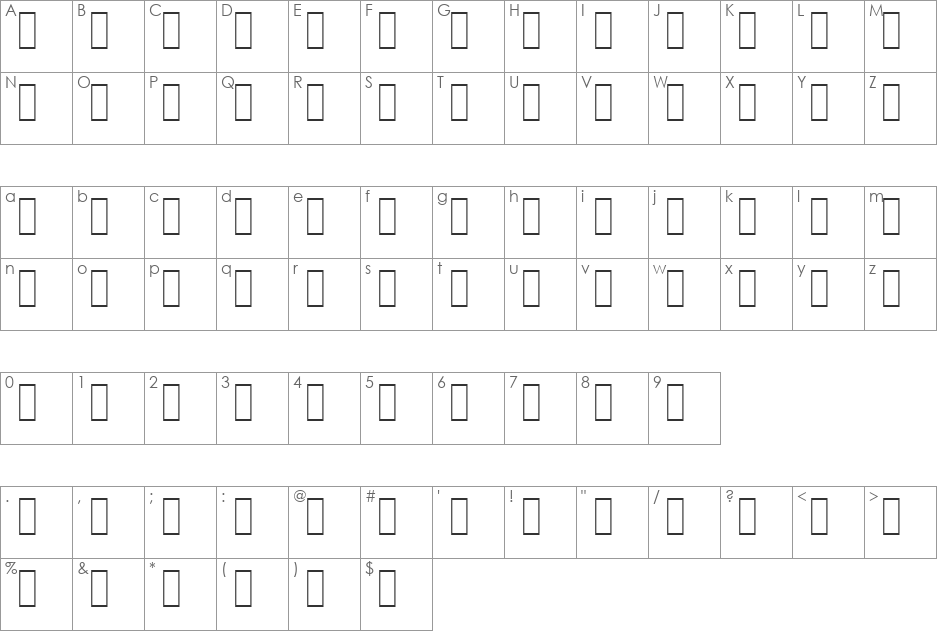 AGA Granada Regular font character map preview