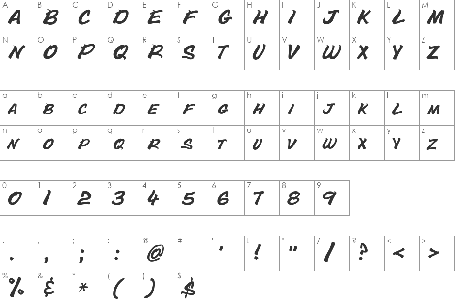 Bottle Depot font character map preview