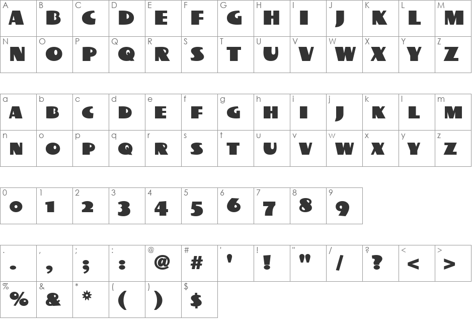 BottleKaps SC Expanded font character map preview