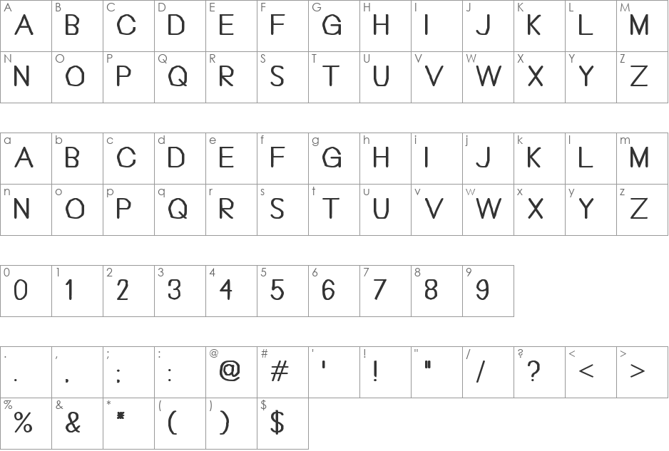 Bou Handwriting Titling font character map preview