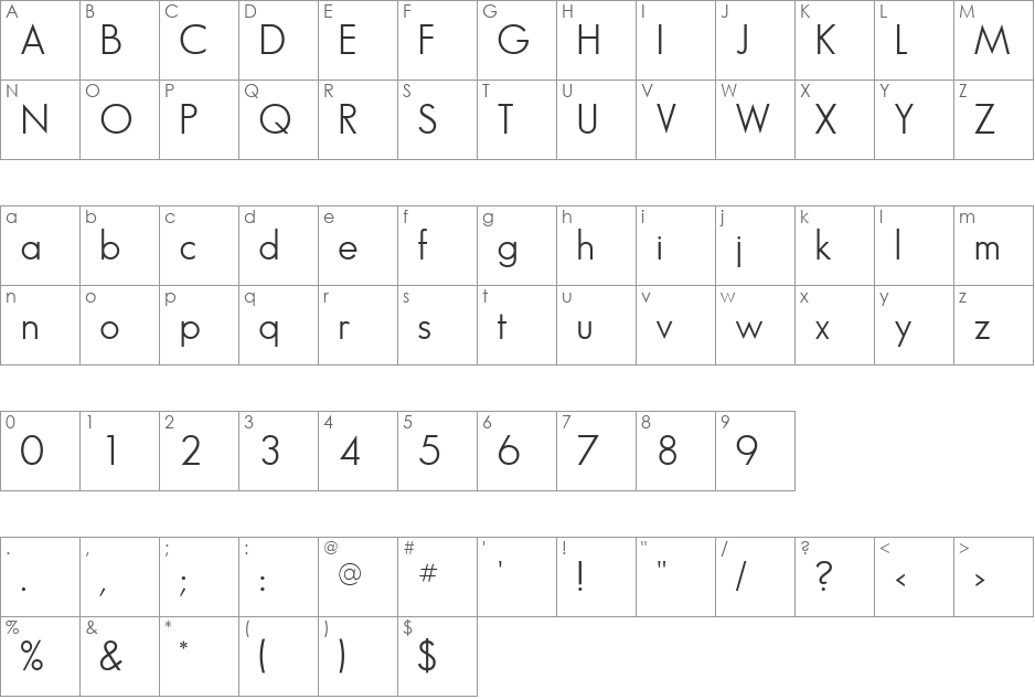 Bougan Book SSi font character map preview
