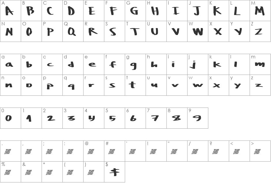 BoulderRough font character map preview