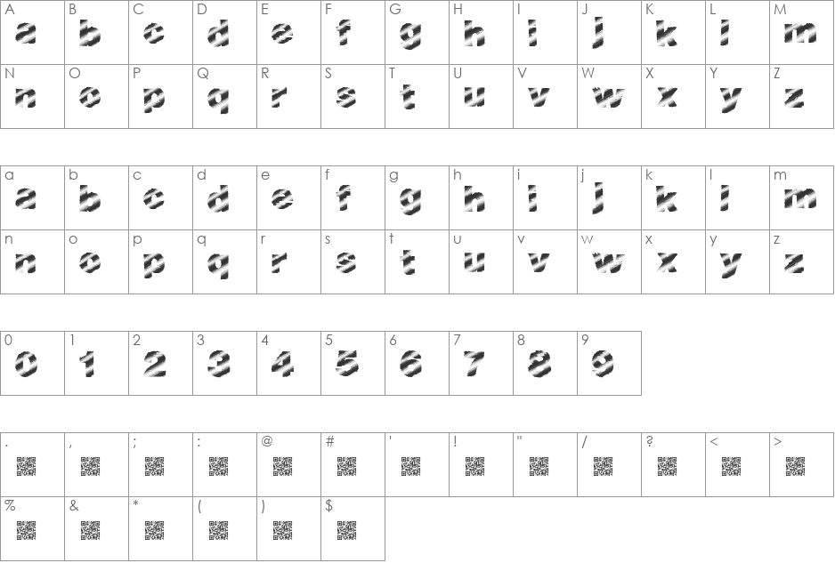 BouldLight font character map preview