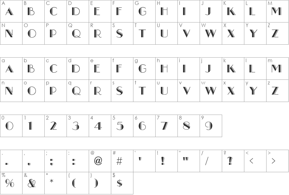 BoulMich font character map preview