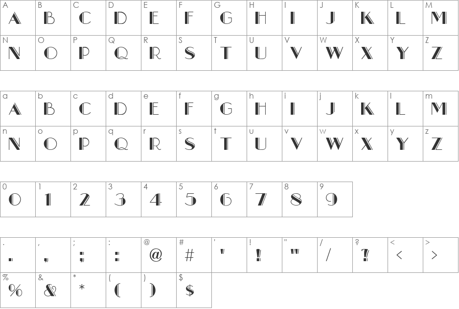 BoulMich font character map preview