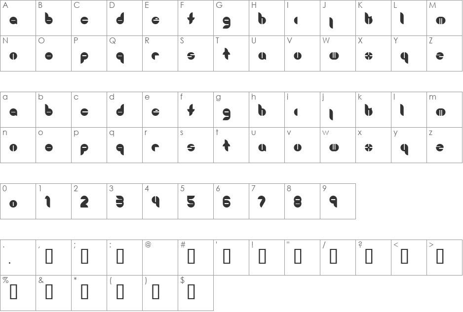Bouncer font character map preview