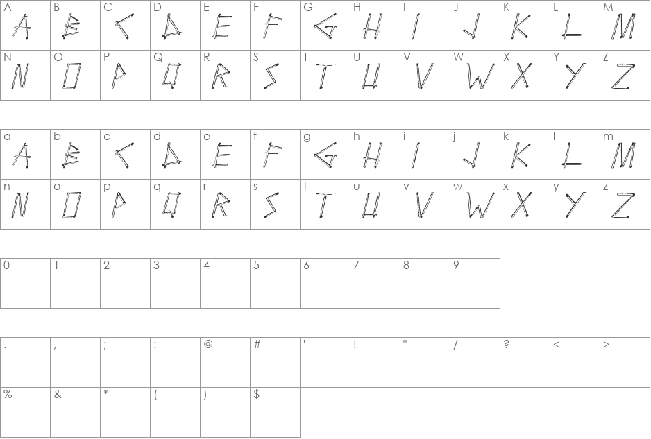 Boutefeu font character map preview