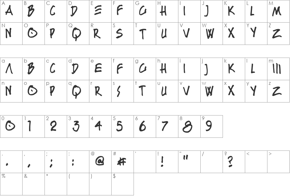BOUTON Kursiv font character map preview