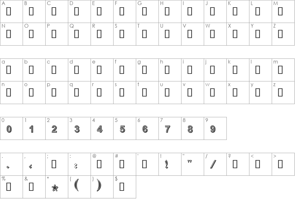 Boutros Ads Inline font character map preview