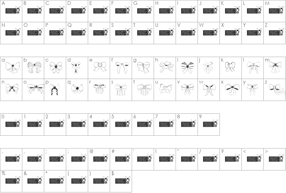 bow font character map preview